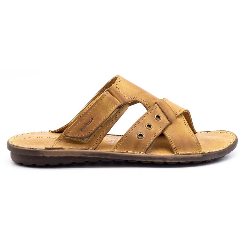 Polbut Klapki męskie SA05 rude pomarańczowe