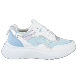 Sweet Shoes Sneakersy Z Brokatem białe niebieskie
