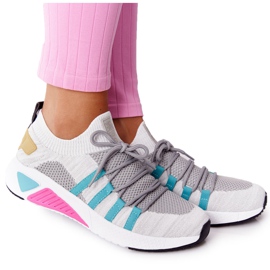 Damskie Sportowe Buty Memory Foam Big Star HH274531 Biało-Szare białe wielokolorowe
