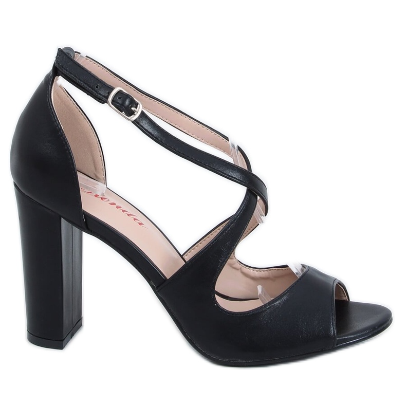 Sandałki na obcasie czarne S-837 Black