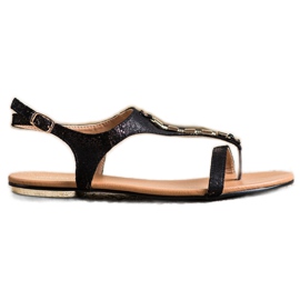 Sandałki Ze Złotymi Ozdobami VINCEZA czarne