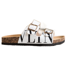 SHELOVET Wygodne Klapki Z Eko Skóry białe