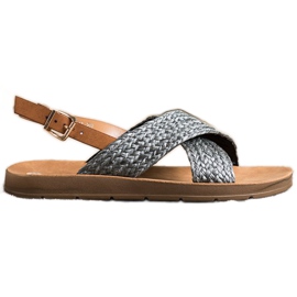 SHELOVET Wygodne Plecione Sandałki czarne