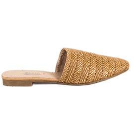 SHELOVET Słomkowe Klapki brązowe