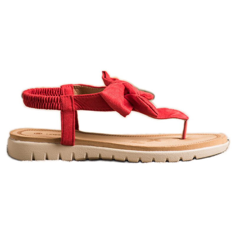 SHELOVET Sandały Japonki Z Kokardą czerwone
