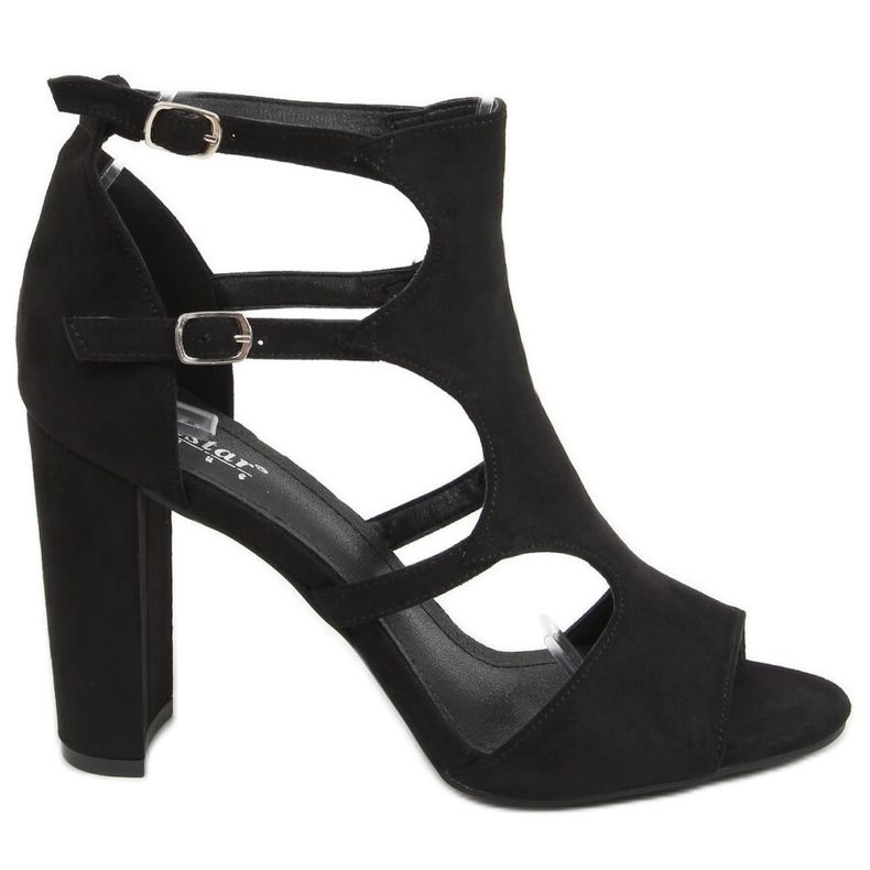 Sandałki na obcasie czarne NS111P Black