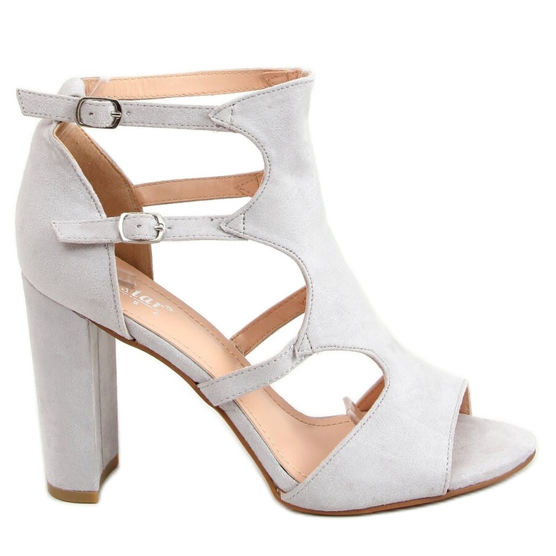 Sandałki na obcasie szare NS111P Grey