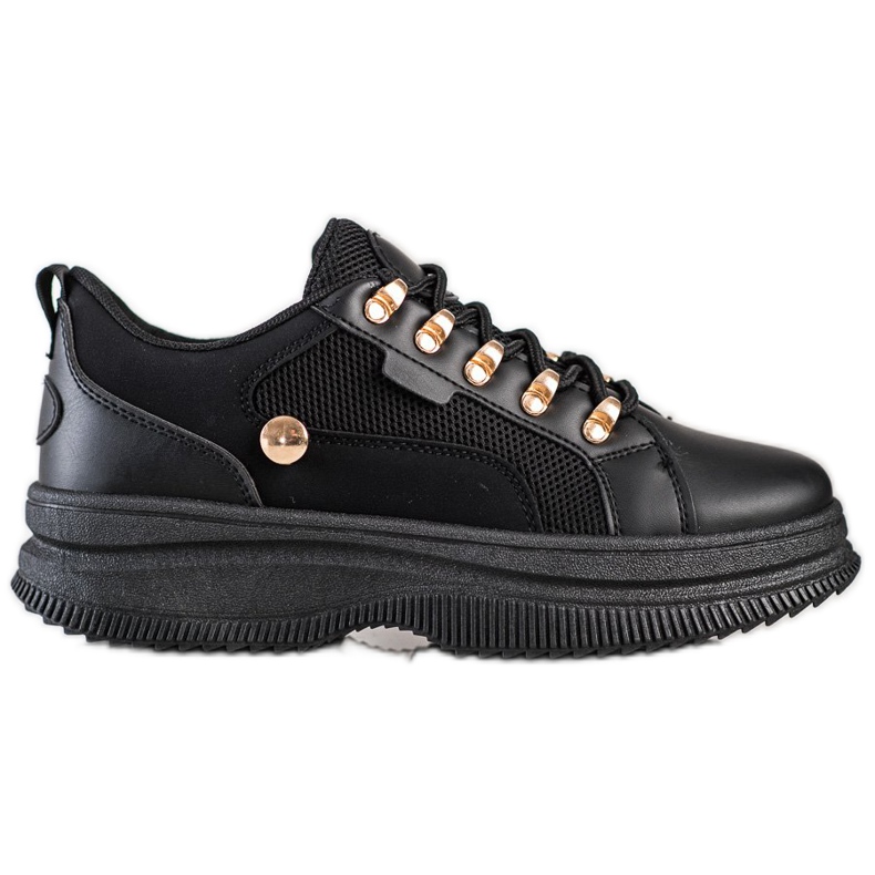 SHELOVET Czarne Sneakersy Na Platformie
