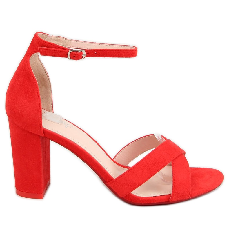 Sandałki na obcasie czerwone NF-63P Red
