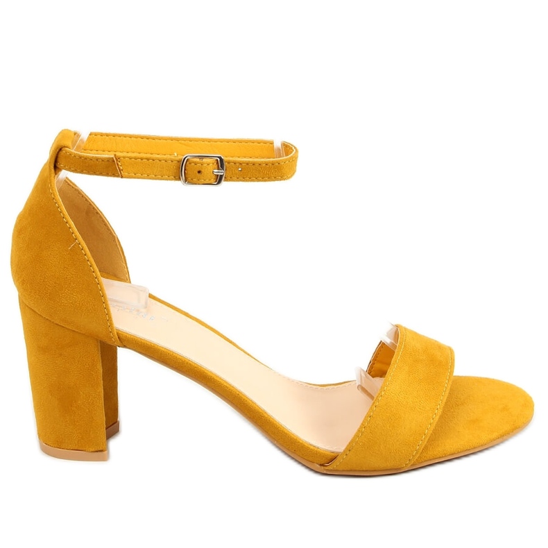 Sandałki na obcasie miodowe LL-210P Yellow żółte