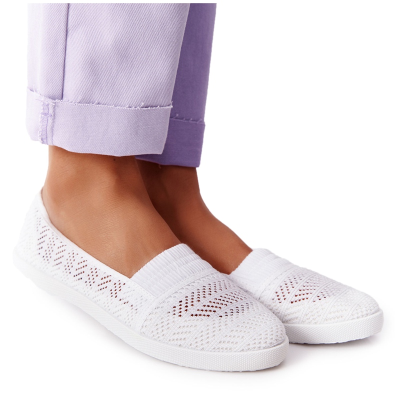 Ażurowe Wsuwane Tenisówki Slip-On Białe Chillout