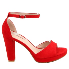 Sandałki na platformie czerwone S-850 Red