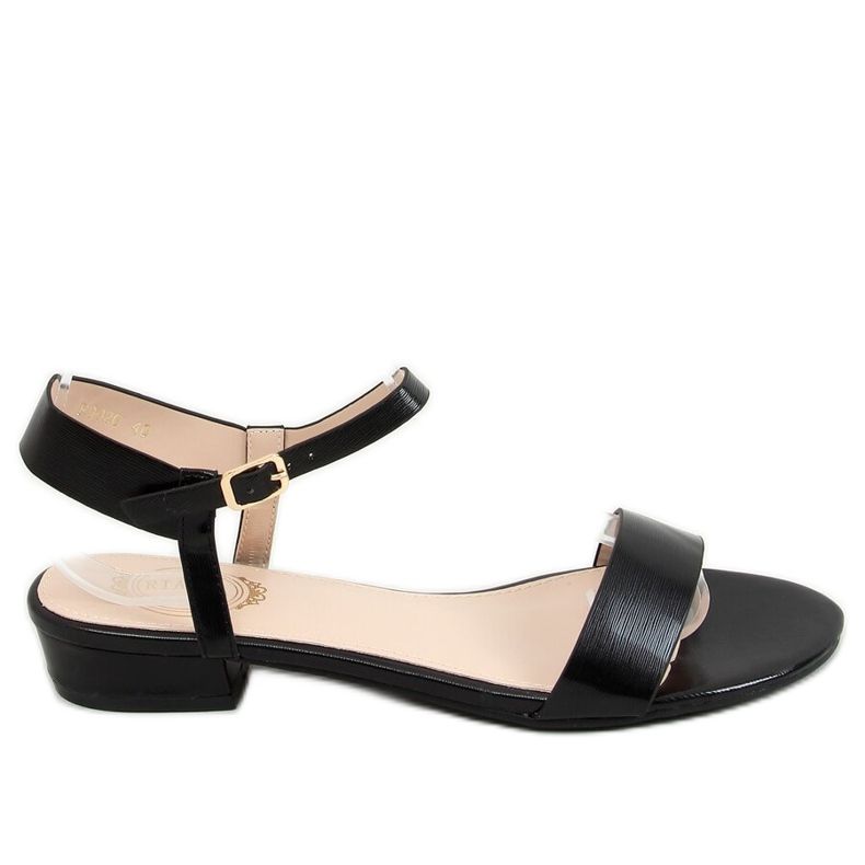 Sandałki na płaskim obcasie czarne F9020 Black