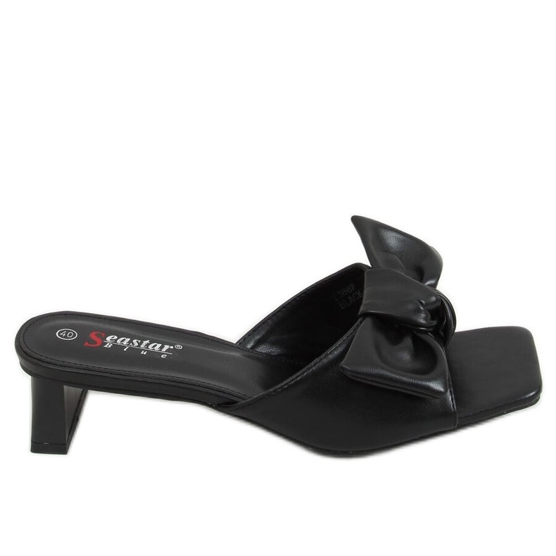 Klapki na designerskim obcasie czarne T388P Black