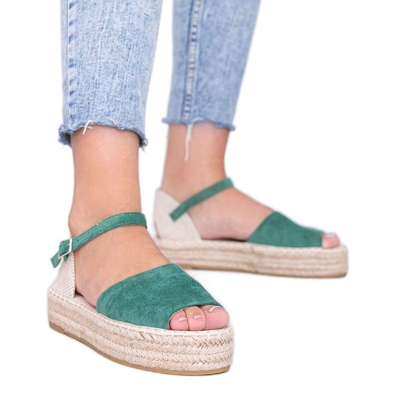 Zielone sandały na platformie Pearl River