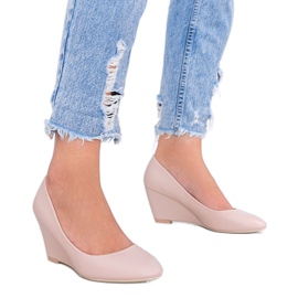 Czółenka na koturnie Caffe różowe