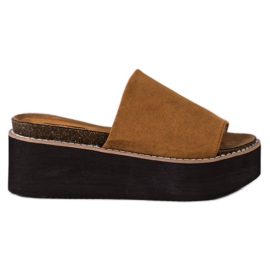 Corina Klapki Na Wysokiej Platformie brązowe