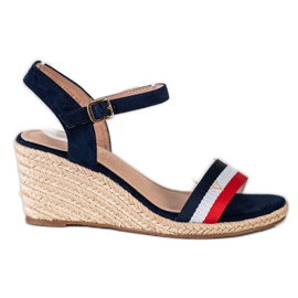 Lekkie Sandały W Paski VINCEZA białe czerwone granatowe