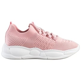 SHELOVET Klasyczne Tekstylne Sneakersy różowe