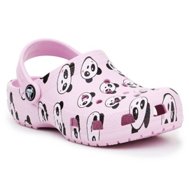 Klapki Crocs Classic Panda Print Clog Jr 206999-6GD różowe
