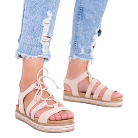 Beżowe wiązane sandałki Layla beżowy