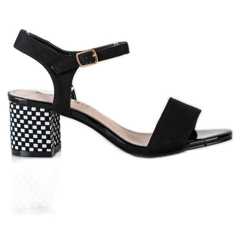 Goodin Wygodne Sandałki Na Słupku białe czarne