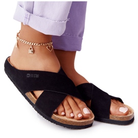 Zamszowe Profilowane Klapki Big Star HH274640 Czarne