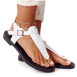 Skórzane Sandały Japonki Big Star HH274702 Białe