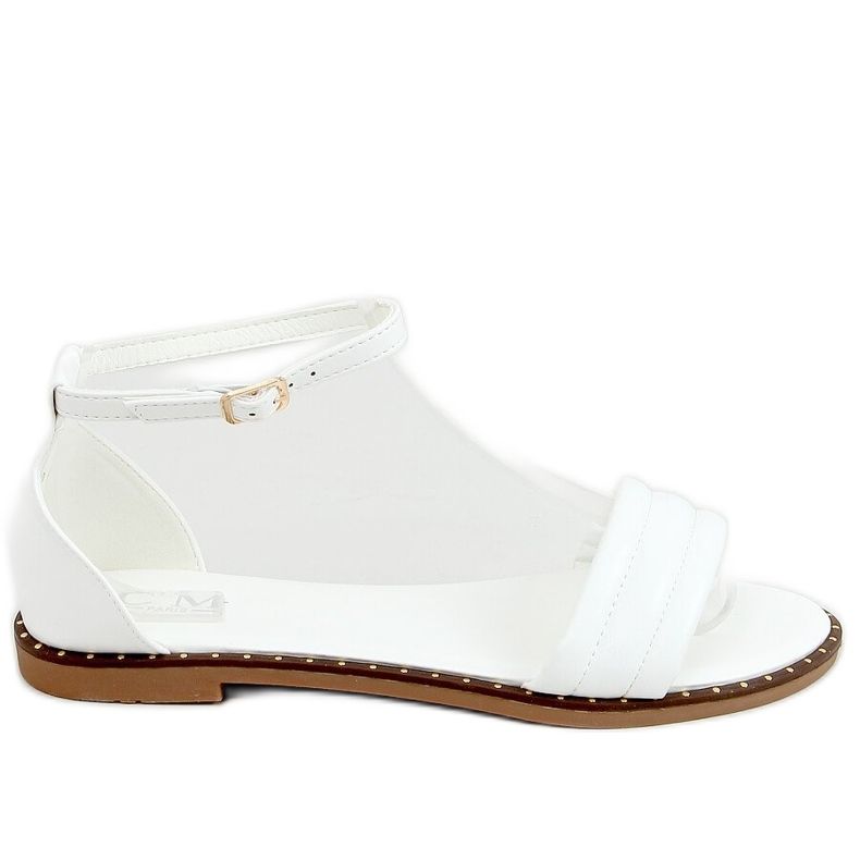 Sandałki zapinane na kostkę białe 55-93 White