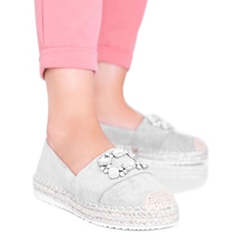 Szare espadryle ozdobione kamieniami Cuban Vibe