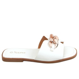 Klapki z łańcuchem białe 377 White