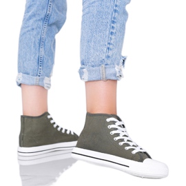 Zielone khaki trampki damskie za kostkę Gampa