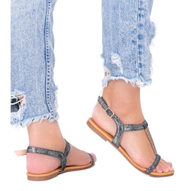 Czarne sandały holograficzne damskie Igi