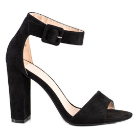 Goodin Czarne Sandałki Na Wysokim Słupku