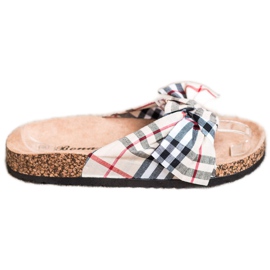 Bona Klapki Z Kokardą W Kratkę wielokolorowe