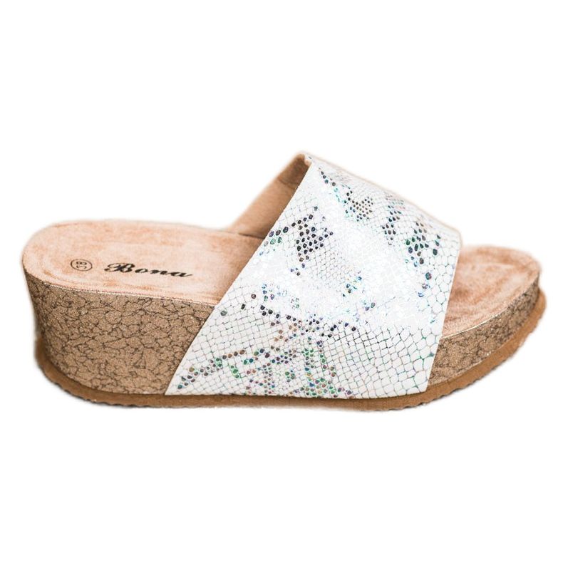 Bona Białe Klapki Na Koturnie