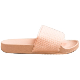 SHELOVET Beżowe Tekstylne Klapki beżowy