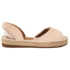 Ideal Shoes Wsuwane Sandałki Espadryle beżowy