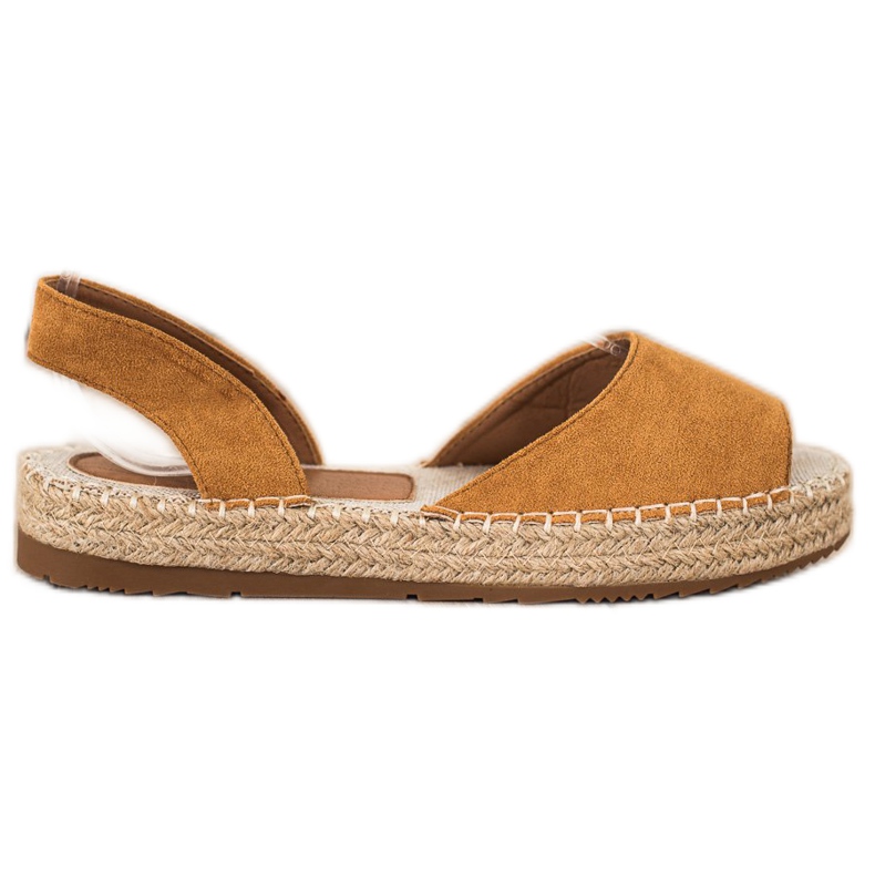 Ideal Shoes Wsuwane Sandałki Espadryle brązowe