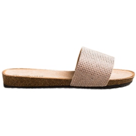 Bona Eleganckie Klapki Z Cyrkoniami różowe