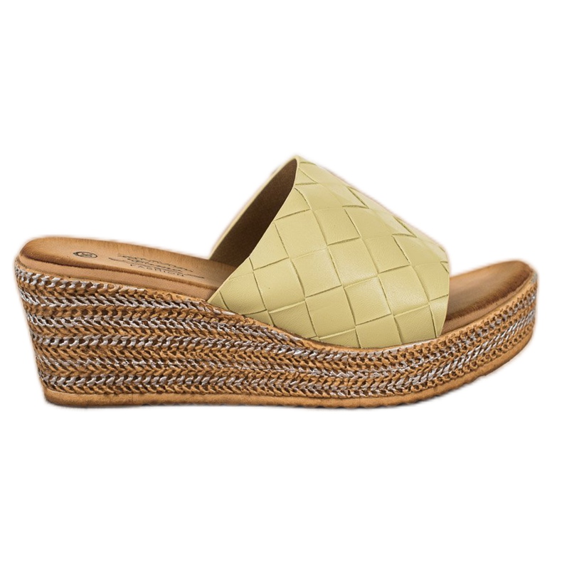 Bona Klapki Na Koturnie zielone