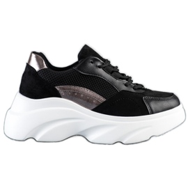 Seastar Czarne Sneakersy Na Platformie