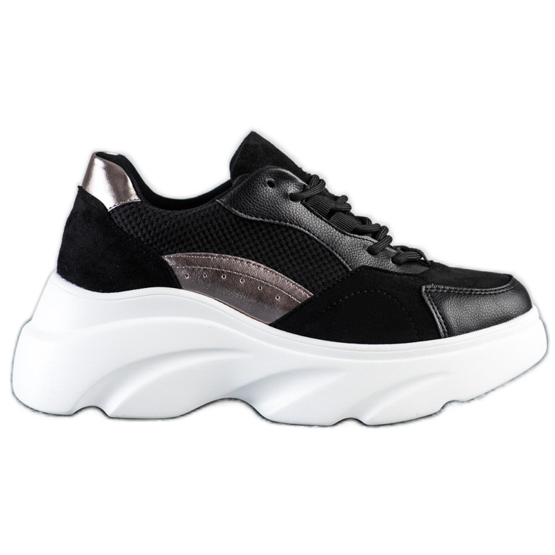 Seastar Czarne Sneakersy Na Platformie