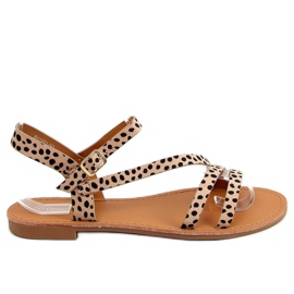 Sandałki damskie w kropki BH1651-SD Beige beżowy