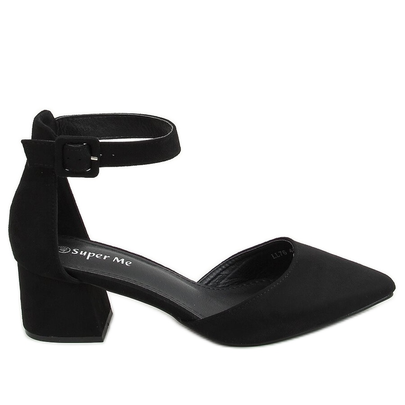 Czółenka na szerokim obcasie czarne LL76 Black