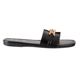 Renda Eleganckie Klapki Z Ozdobą czarne