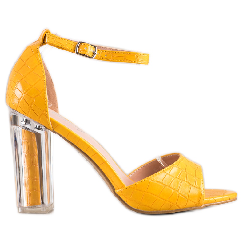 Renda Sandały Z Przezroczystym Obcasem żółte