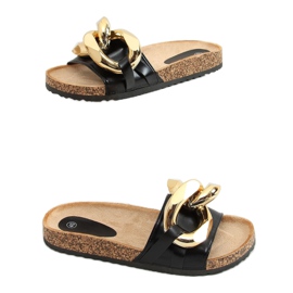 Klapki z grubym łańcuchem czarne CK201 Black