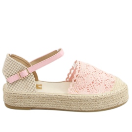 Espadryle koronkowe różowe 919-4 Pink