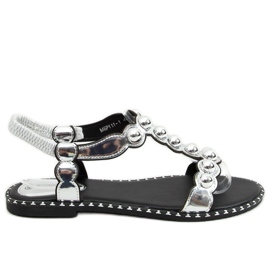 Sandałki damskie srebrne M6P111-1 Silver srebrny